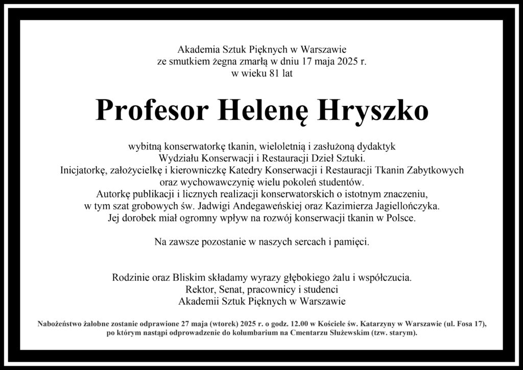 nekrolog, czarne napisy na białym tle