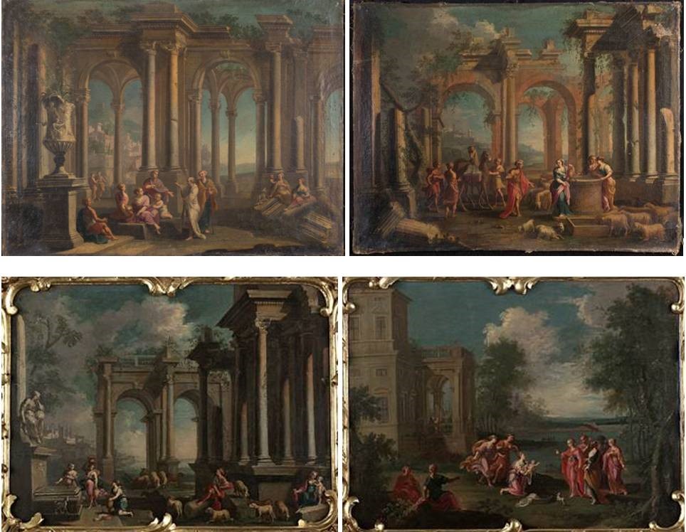 Zestawienie czterech obrazów z kolekcji Zamoyskich.