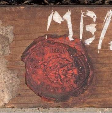 Lakowa pieczęć na odwrociu Spotkania Eleazara z Rebeką.