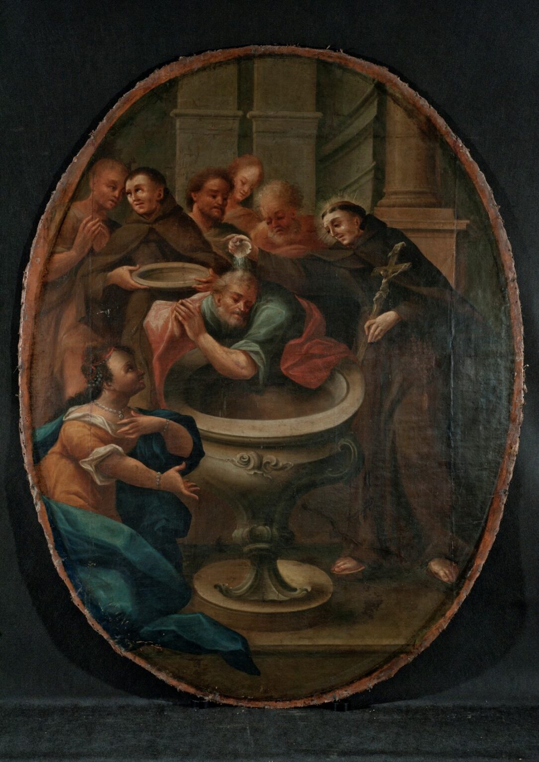 Chrzest mężczyzny. Lico obrazu w świetle rozproszonym. Stan przed konserwacją.