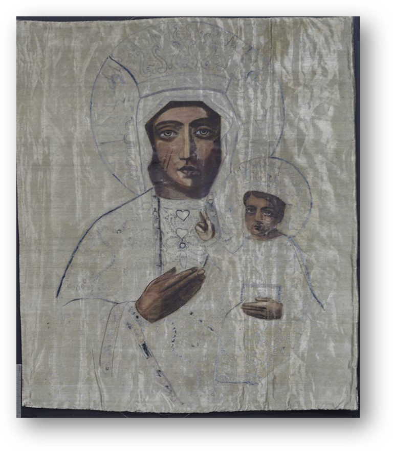 wizerunek Matki Boskiej z Dzieciątkiem Jezus stan przed konserwacją