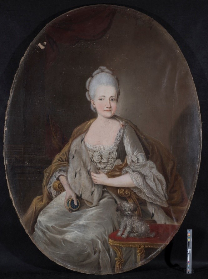 Portret damy z pieskiem.