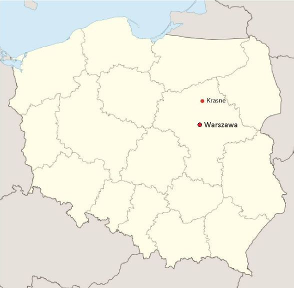 Krasne na mapie Polski