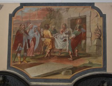 Scena Złożenie do grobu, prezbiterium, ściana południowa