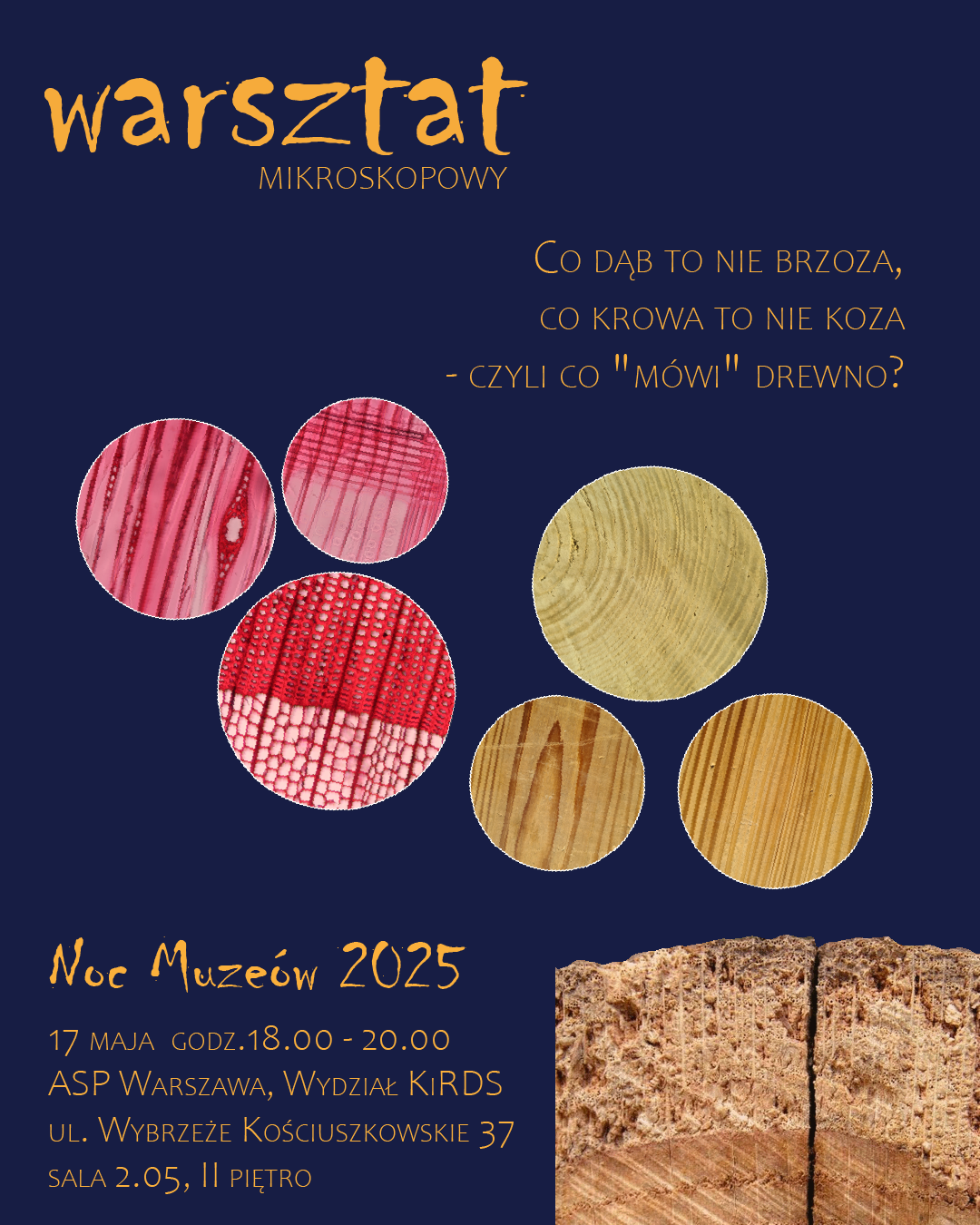 plakat wydarzenia, żółte litery na granatowym tle