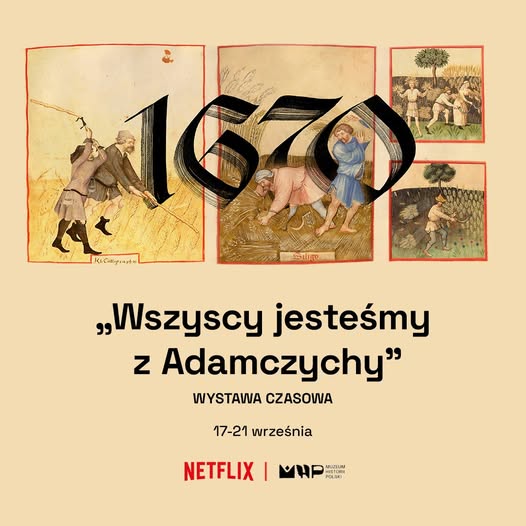 Tło zdobią miniatury stylizowane na dawne ilustracje, na środku duży napis „1670”.