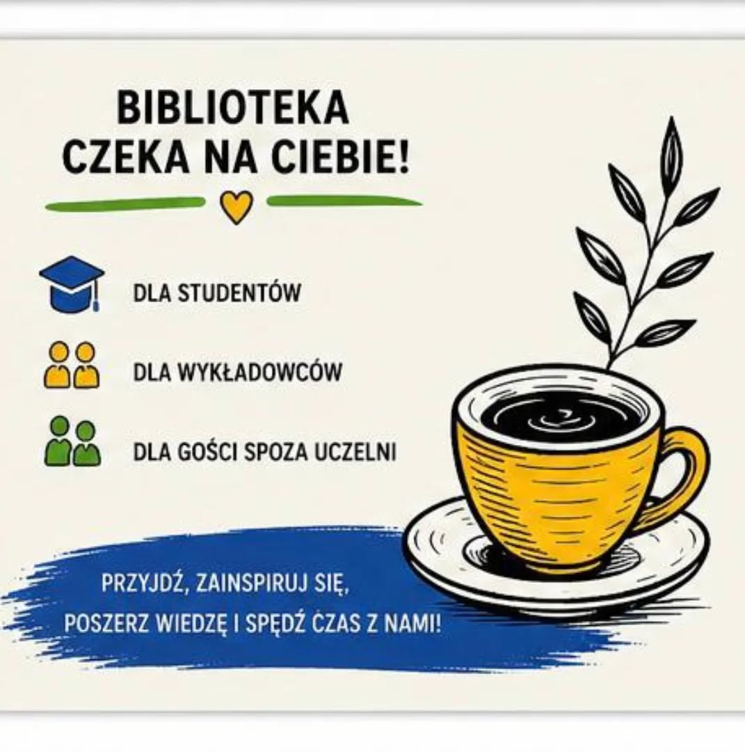 Grafiki promują „Tydzień Bibliotek” organizowany przez bibliotekę Wydziału Konserwacji i Restauracji Dzieł Sztuki ASP w Warszawie. Plakaty utrzymane są w jasnej kolorystyce z zielonymi, żółtymi, czerwonymi i niebieskimi akcentami oraz ilustracjami książek, filiżanki kawy, żarówki i dekoracyjnych motywów roślinnych. Materiały informują o wydarzeniach odbywających się w dniach 11–14 maja 2026 roku, m.in. wystawie akwareli, spotkaniach i dyskusjach dotyczących konserwacji oraz historii sztuki, a także konkursach i aktywnościach dla studentów, wykładowców i gości spoza uczelni. Na plakatach znajdują się także dane kontaktowe biblioteki oraz hasła zachęcające do odwiedzin i udziału w wydarzeniach.